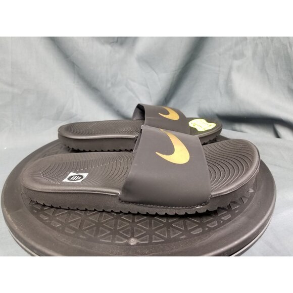 Nike Kids Kawa Slide (GS/PS) Sandals Slides Black Gold Size 2Y NEW WITH TAGS! - Picture 9 of 11